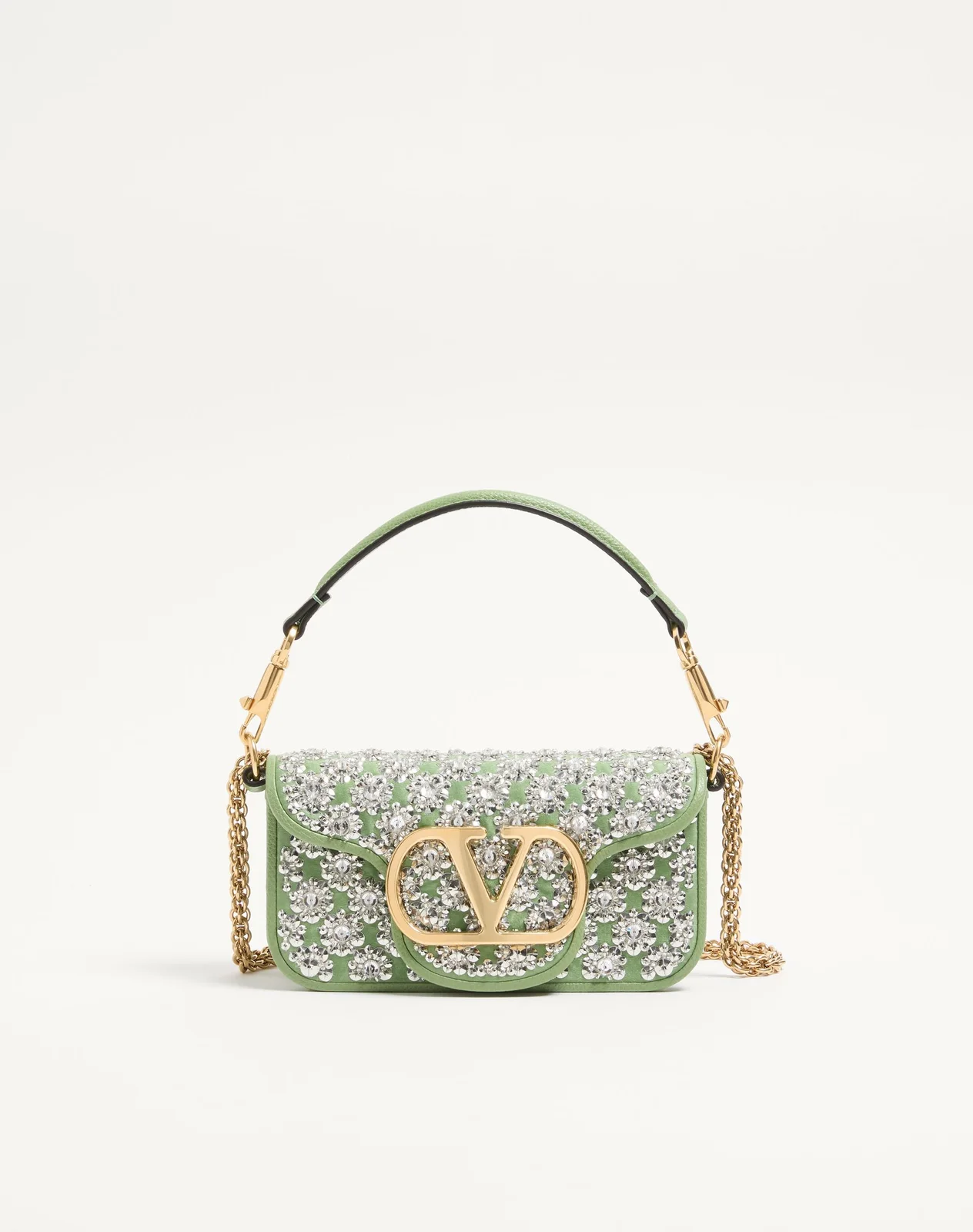 Маленькая сумка через плечо Valentino Garavani Locò с вышивкой — фото 1