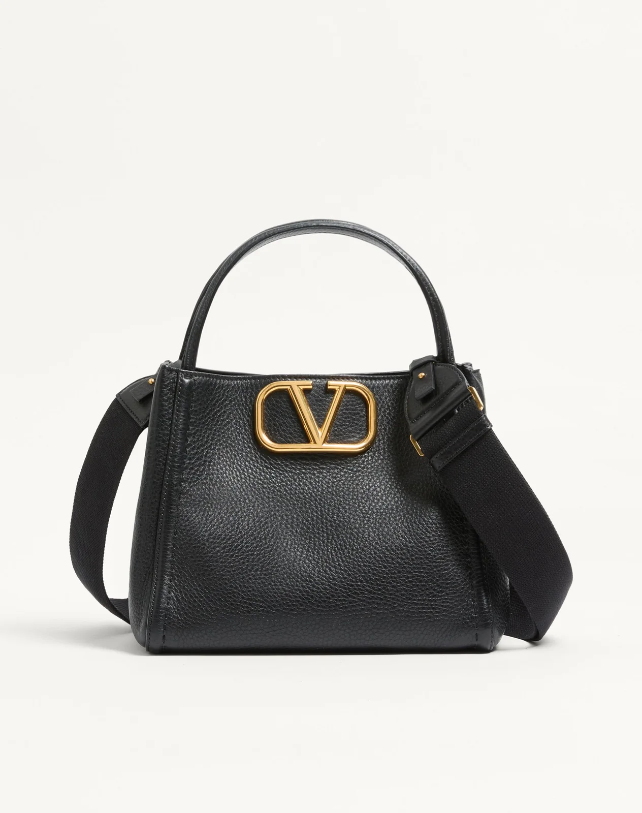 Сумка с ручками среднего размера Valentino Garavani Alltime из зернистой телячьей кожи — фото 1