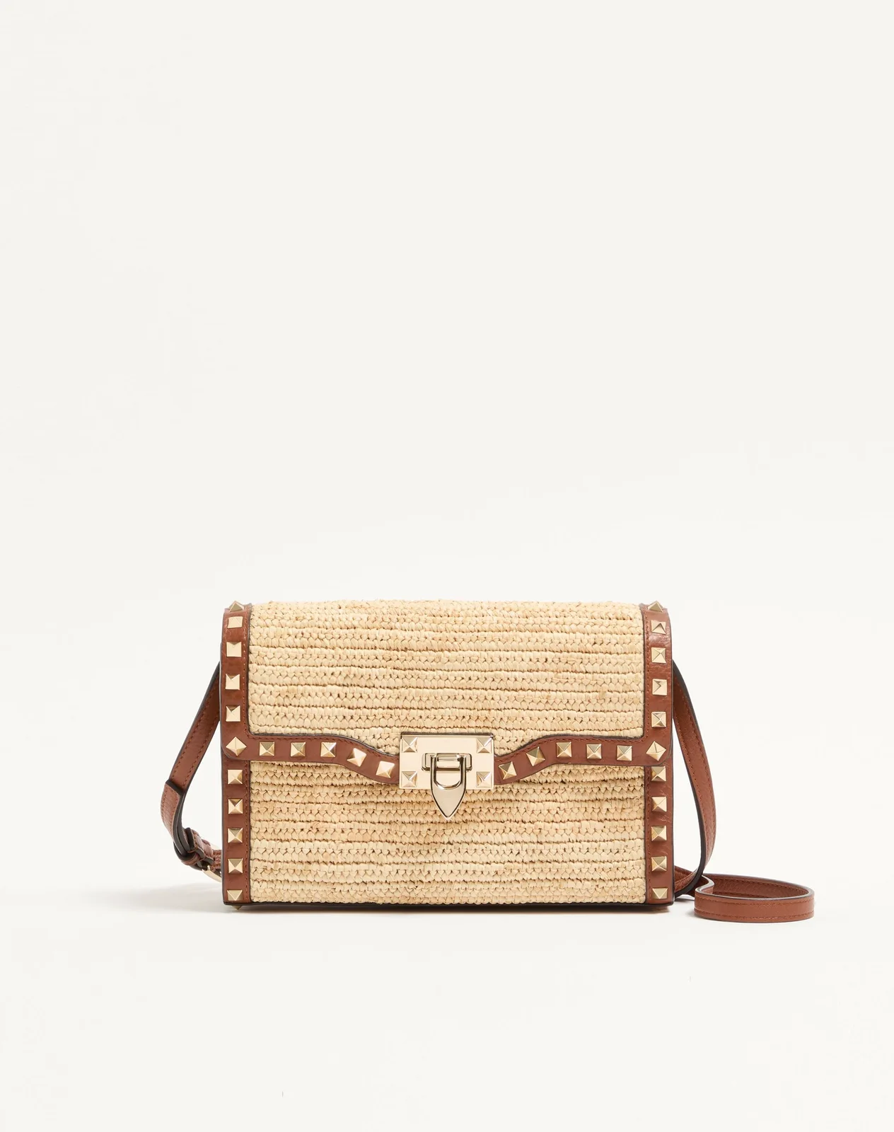 Маленькая сумка через плечо Valentino Garavani Rockstud из рафии — фото 1
