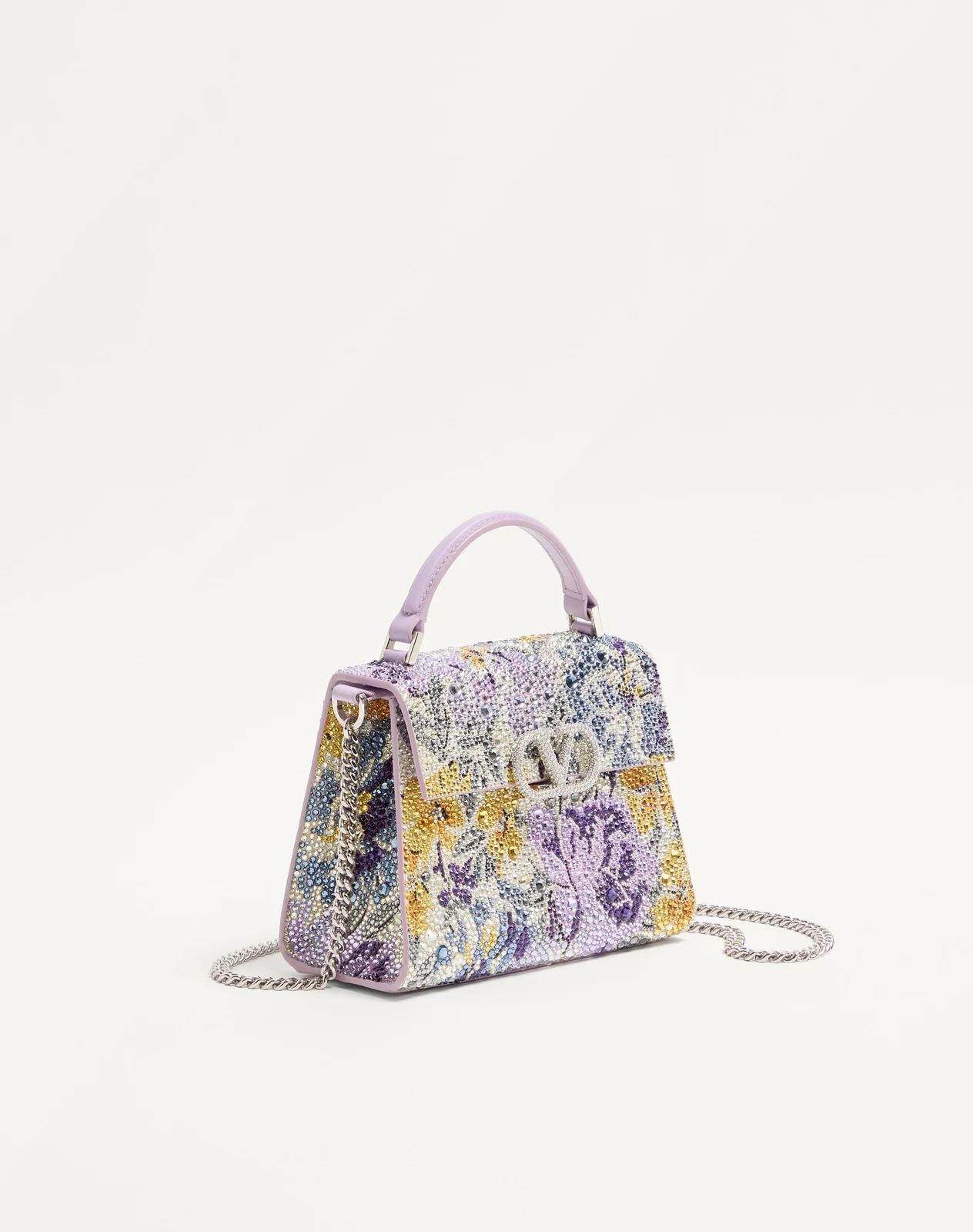 Мини-сумка с ручкой Valentino Garavani VSLING со стразами Flowerism и ювелирным логотипом — фото 3