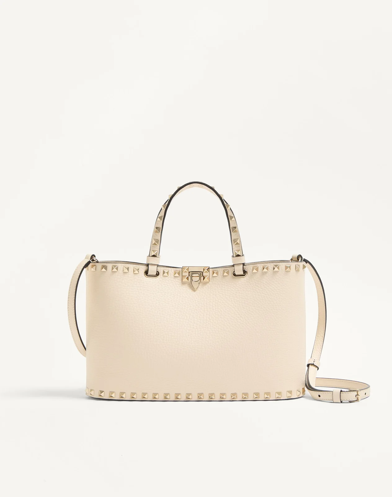 Маленькая сумка-тоут Valentino Garavani Rockstud из зернистой телячьей кожи — фото 1