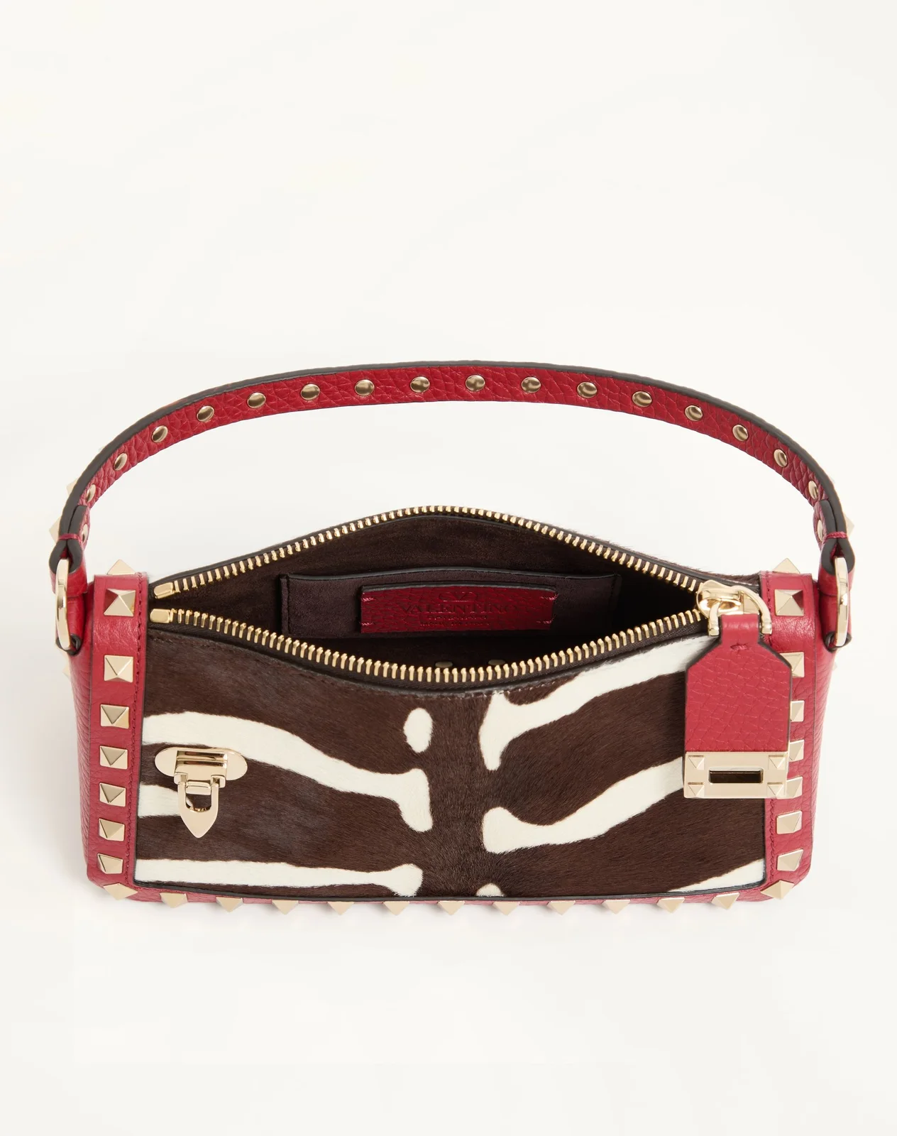 Маленькая сумка через плечо Valentino Garavani Rockstud из телячьей кожи с ворсистой отделкой и анималистичным принтом — фото 6
