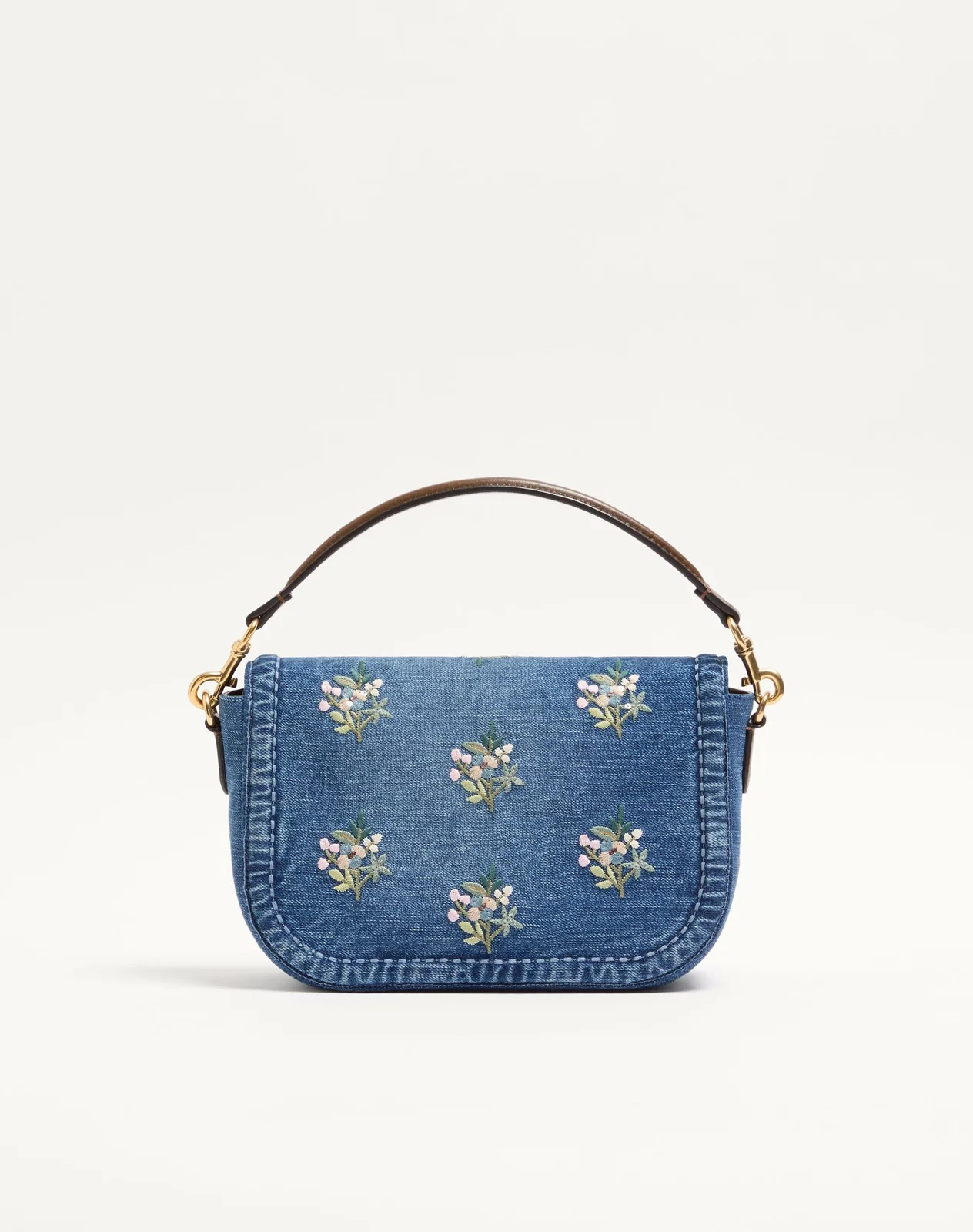 Сумка через плечо среднего размера Valentino Garavani Alltime из денима с вышивкой с вышитым плечевым ремнём — фото 5