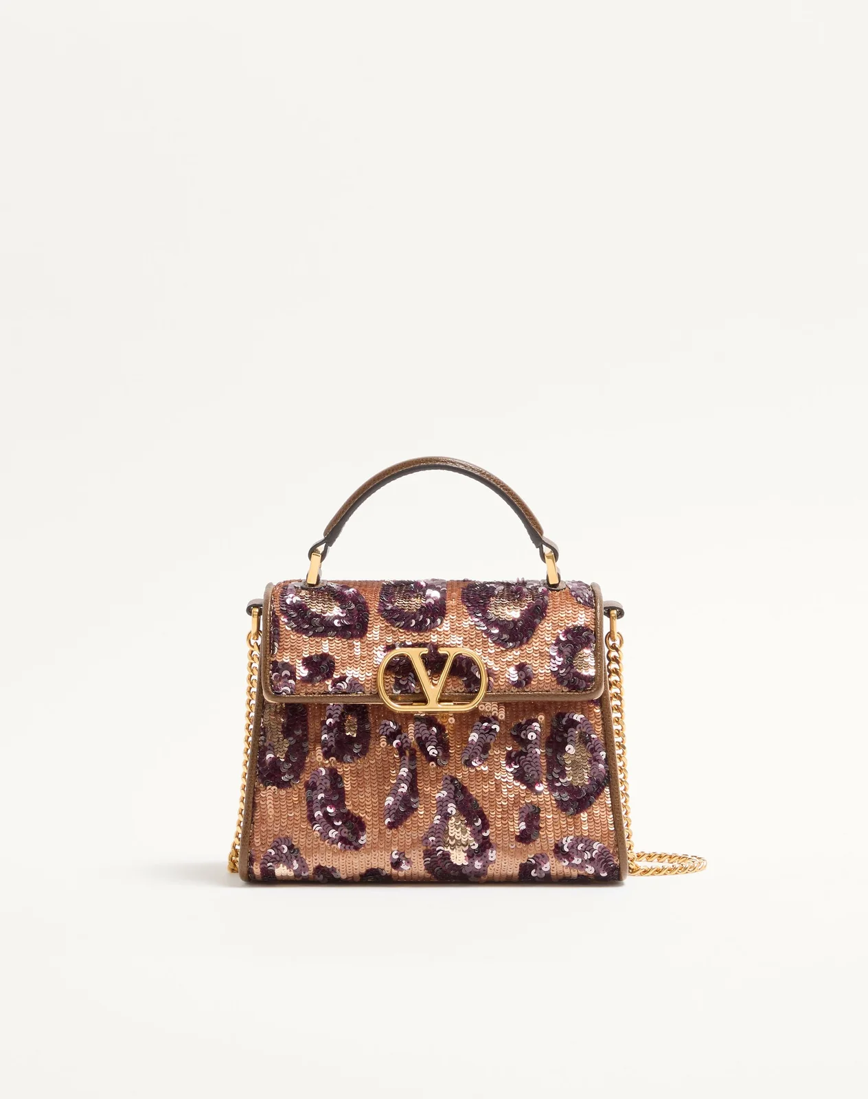 Мини-сумка с ручкой Valentino Garavani VSLING с анималистичной вышивкой — фото 1