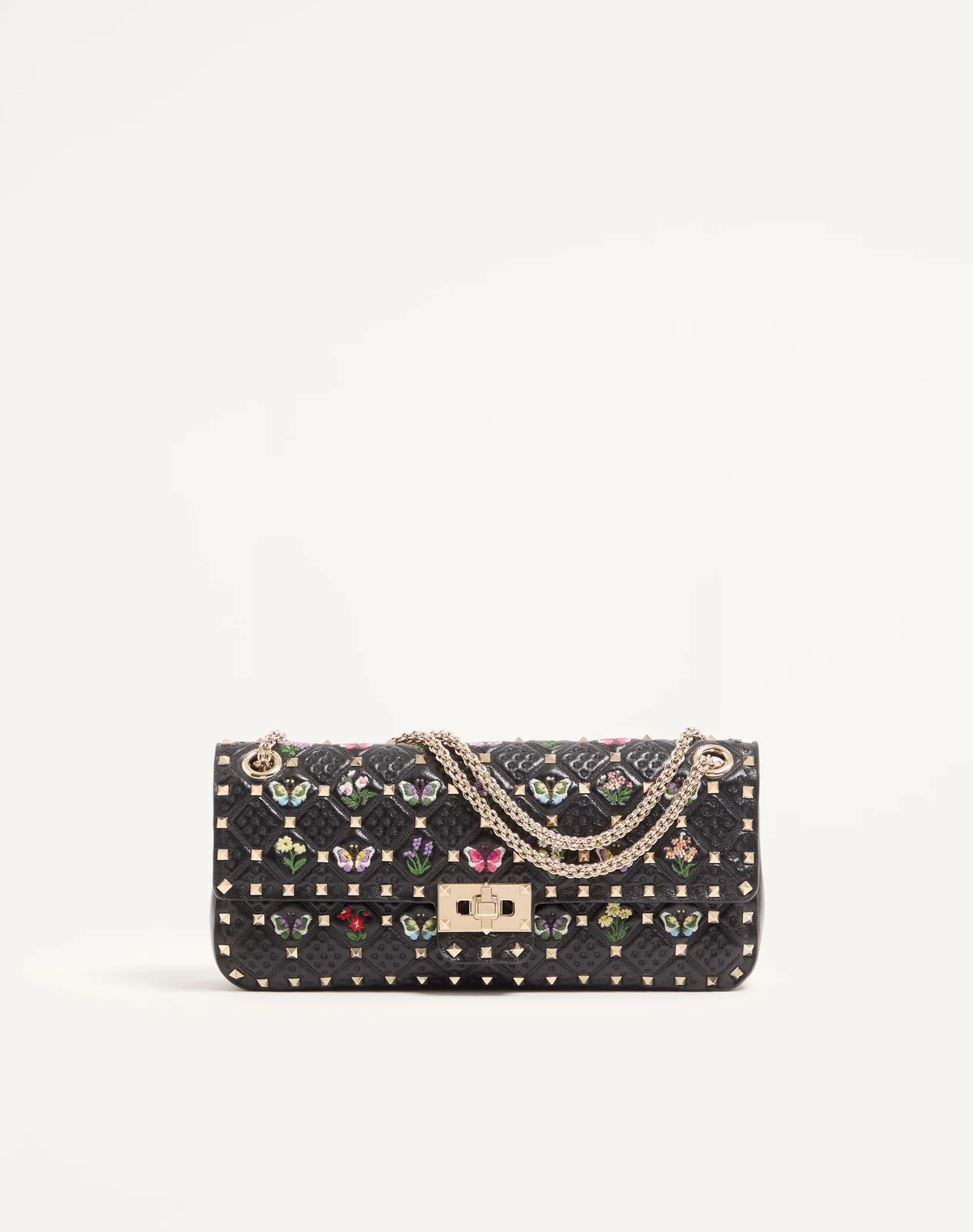 Сумка через плечо среднего размера Valentino Garavani Rockstud Spike из кожи наппа с вышивкой — фото 1