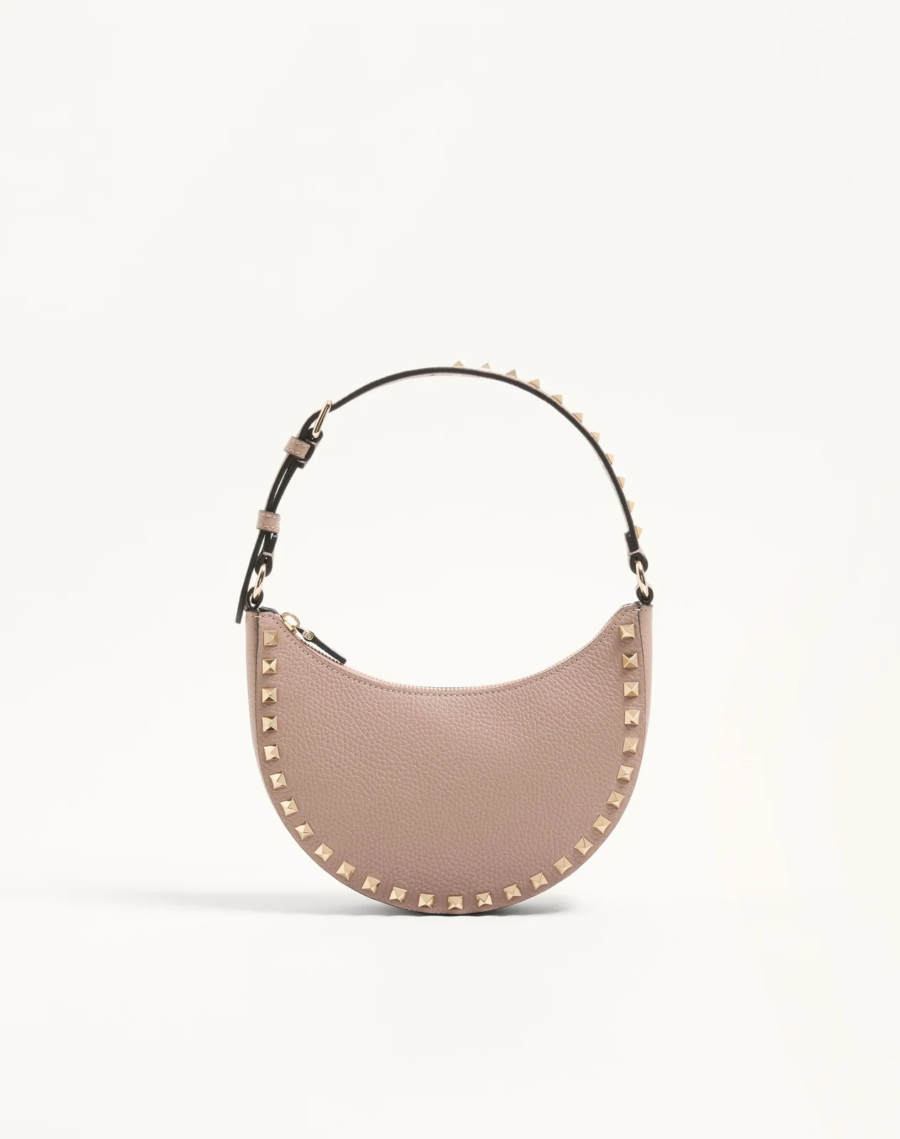 Мини-сумка-хобо Rockstud из зернистой телячьей кожи — фото 1