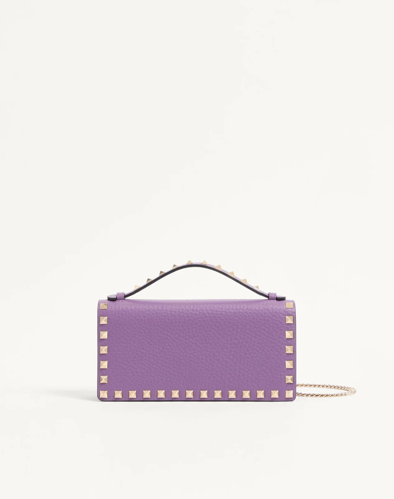 Кошелёк на цепочке Rockstud из зернистой телячьей кожи — фото 1
