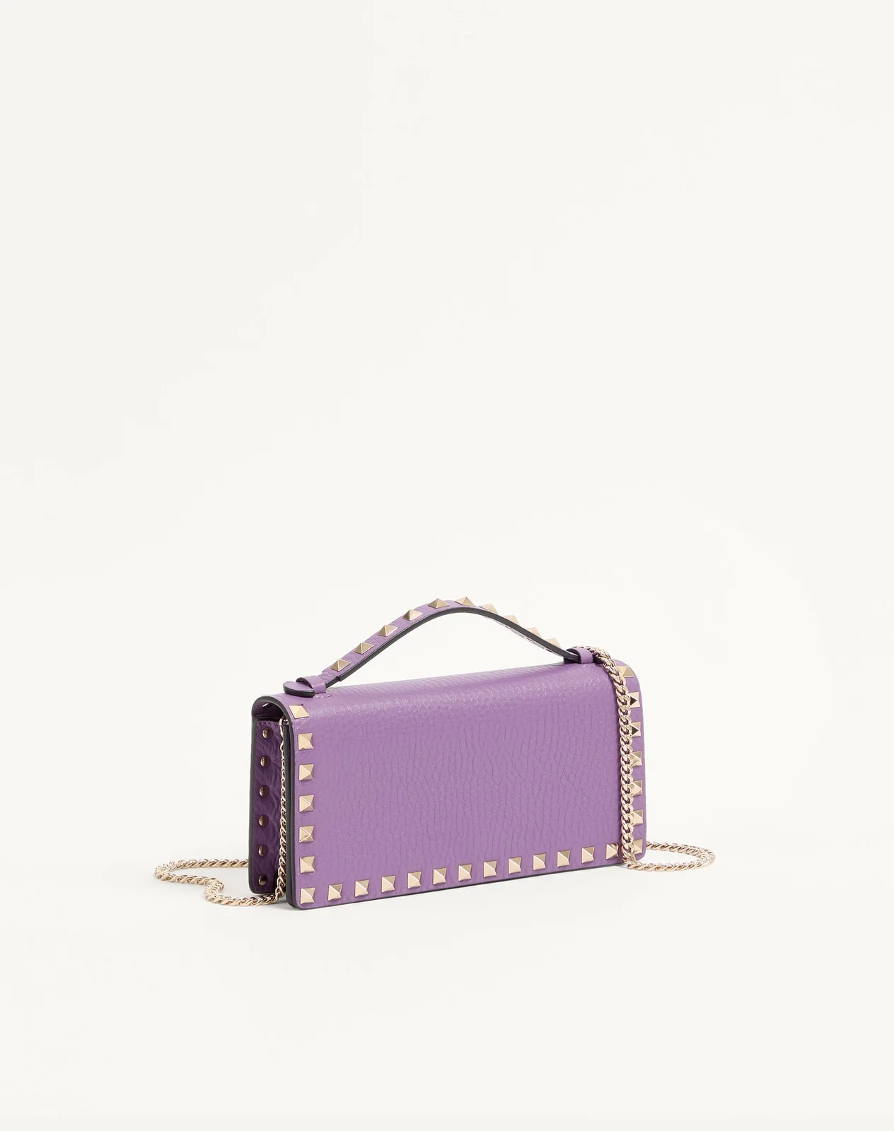 Кошелёк на цепочке Rockstud из зернистой телячьей кожи — фото 3