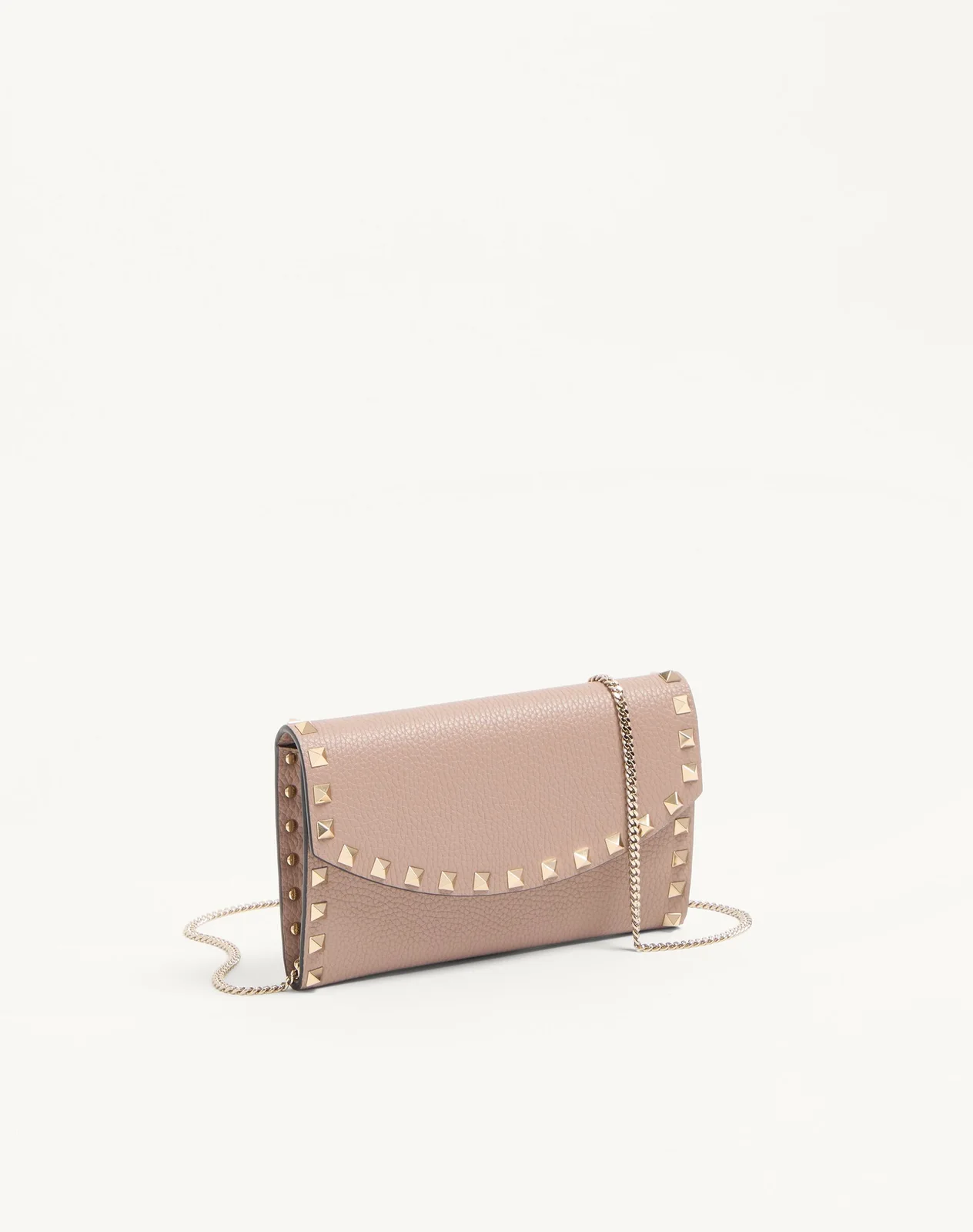 Кошелёк на цепочке Rockstud из зернистой телячьей кожи — фото 3