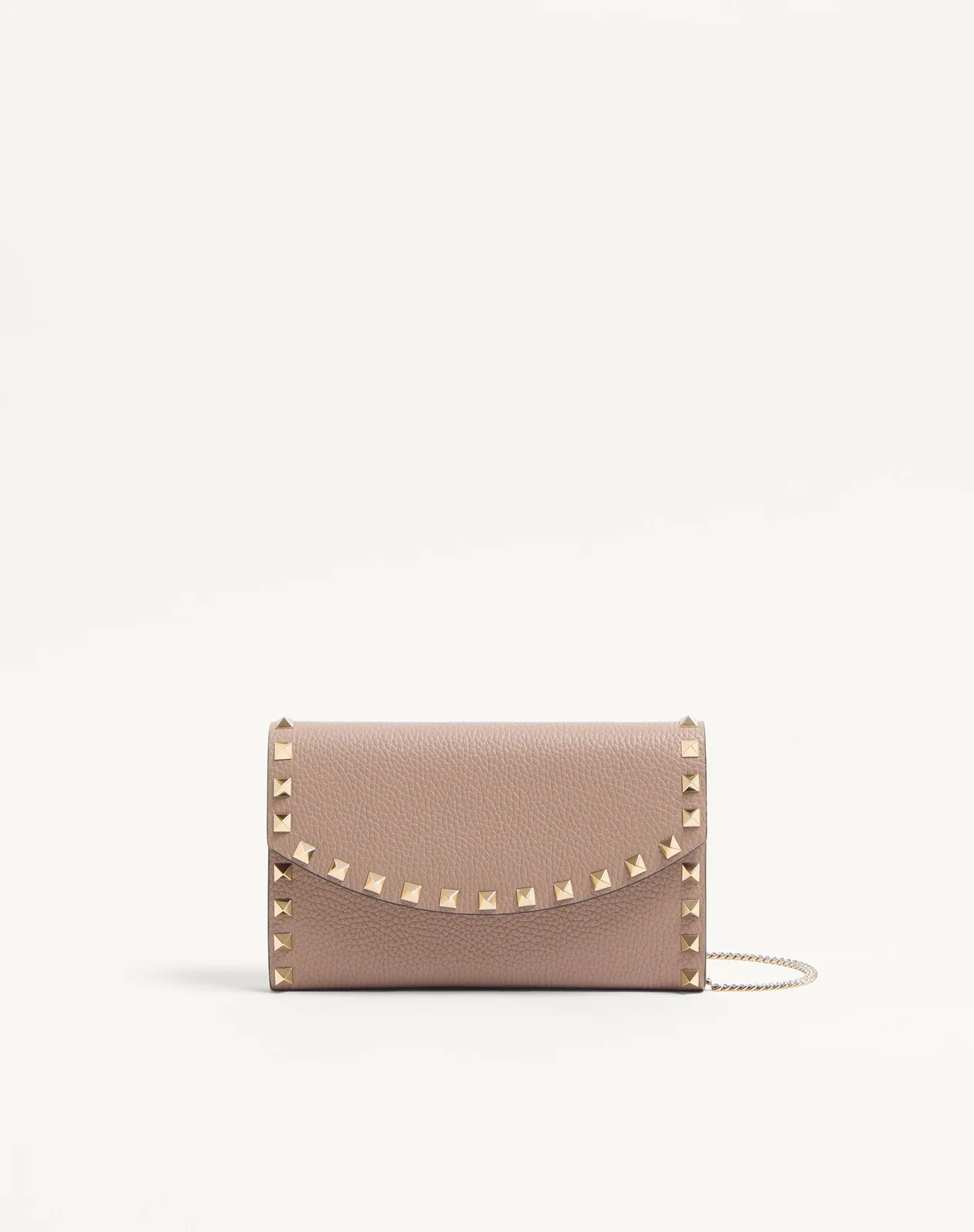 Кошелёк на цепочке Rockstud из зернистой телячьей кожи