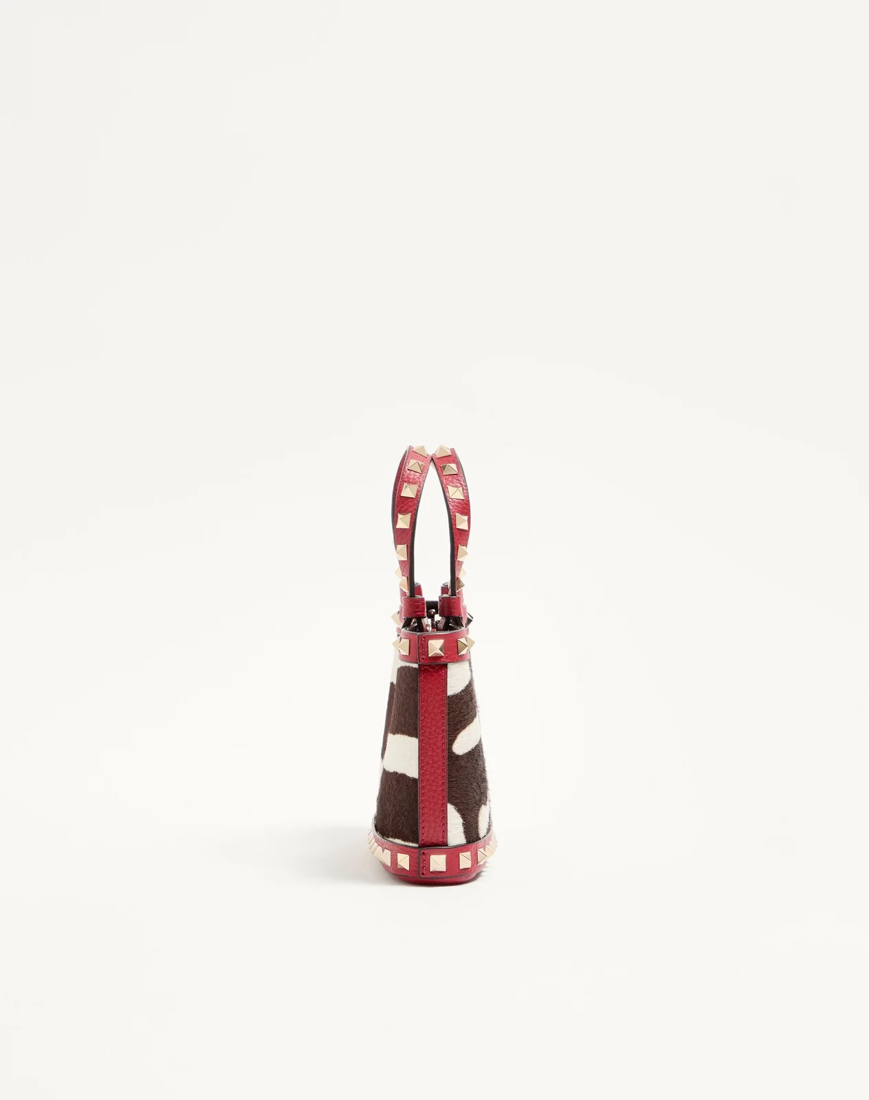 Мини-сумка-тоут Valentino Garavani Rockstud из телячьей кожи с ворсистой отделкой и анималистичным принтом — фото 4