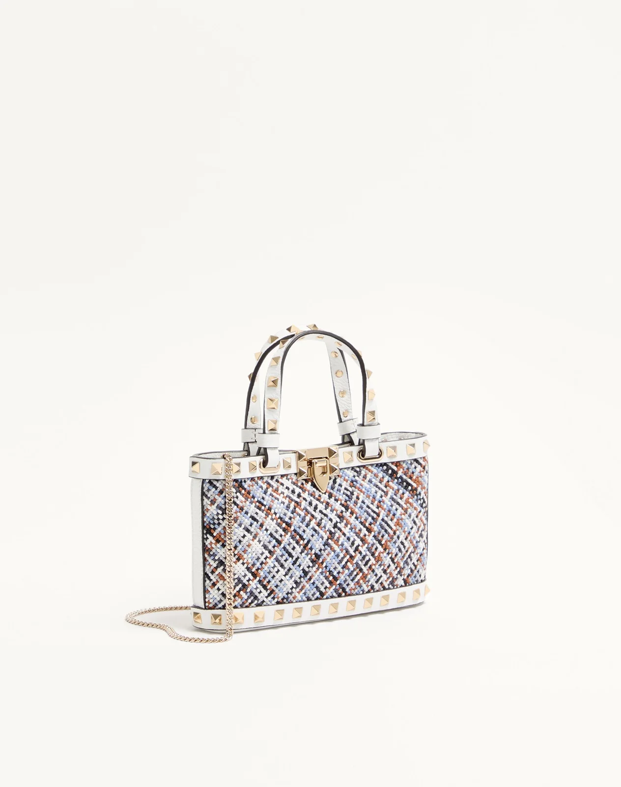 Мини-сумка-тоут Valentino Garavani Rockstud из плетёного текстиля — фото 3