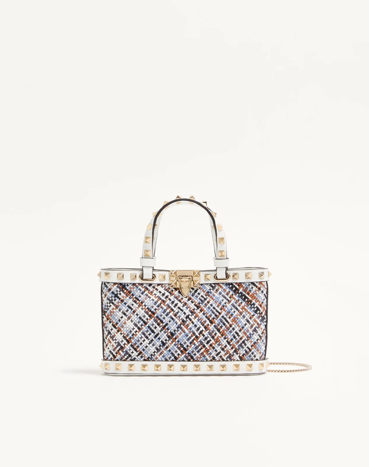 Мини-сумка-тоут Valentino Garavani Rockstud из плетёного текстиля — фото 1