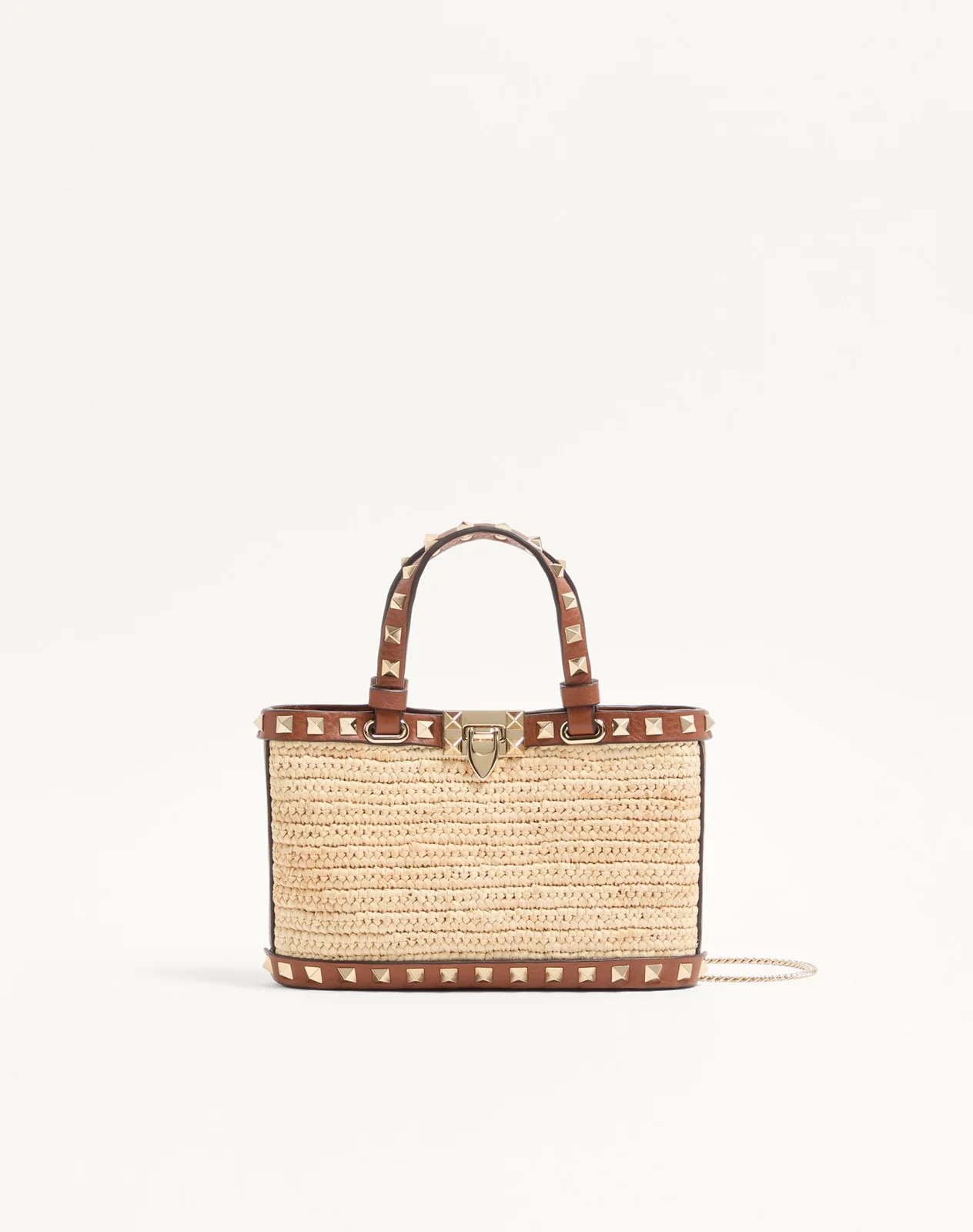 Мини-сумка-тоут Rockstud из рафии — фото 1