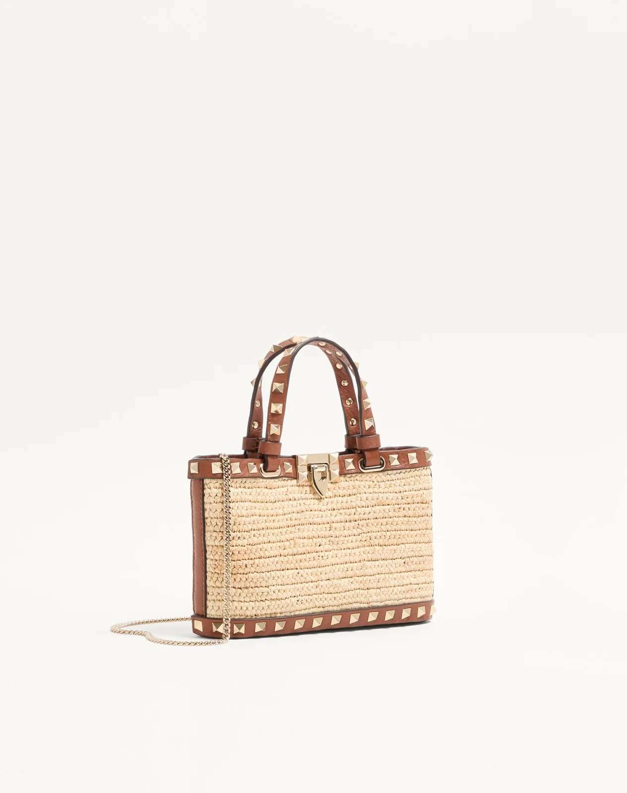 Мини-сумка-тоут Rockstud из рафии — фото 3