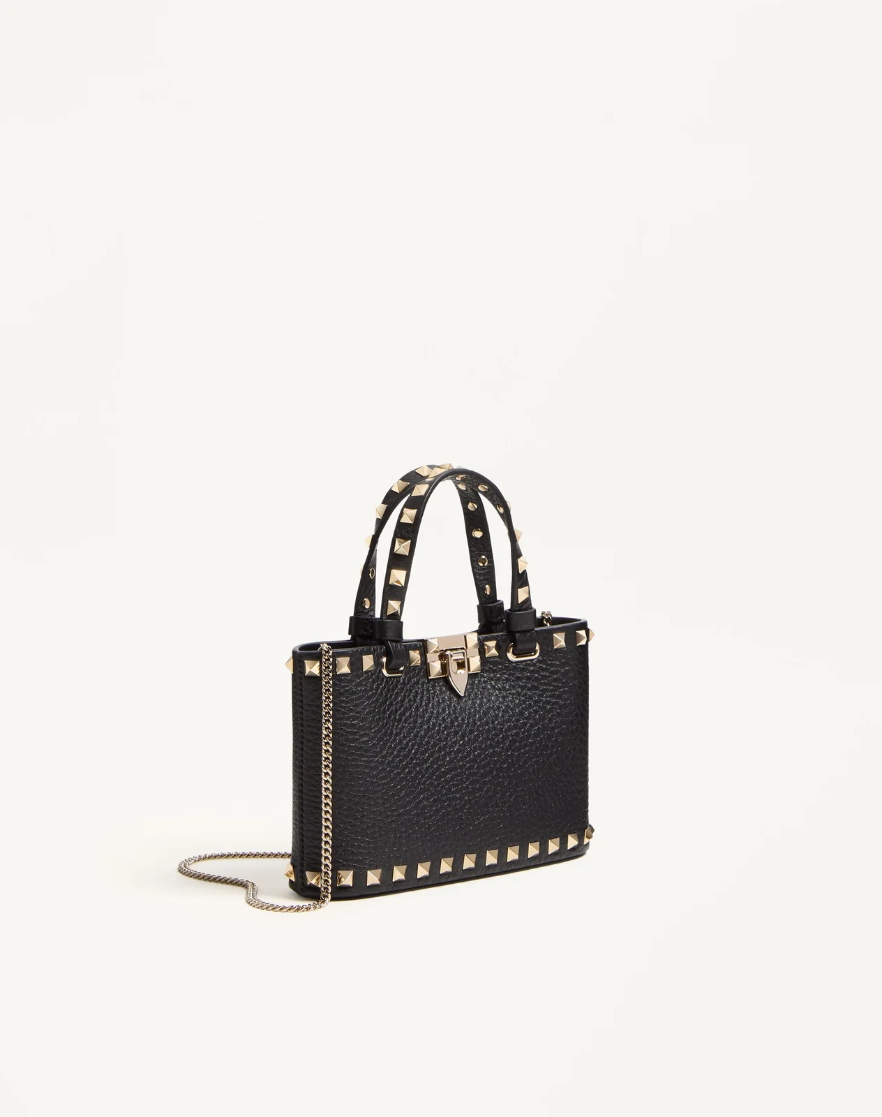 Мини-сумка-тоут Rockstud из зернистой телячьей кожи — фото 3