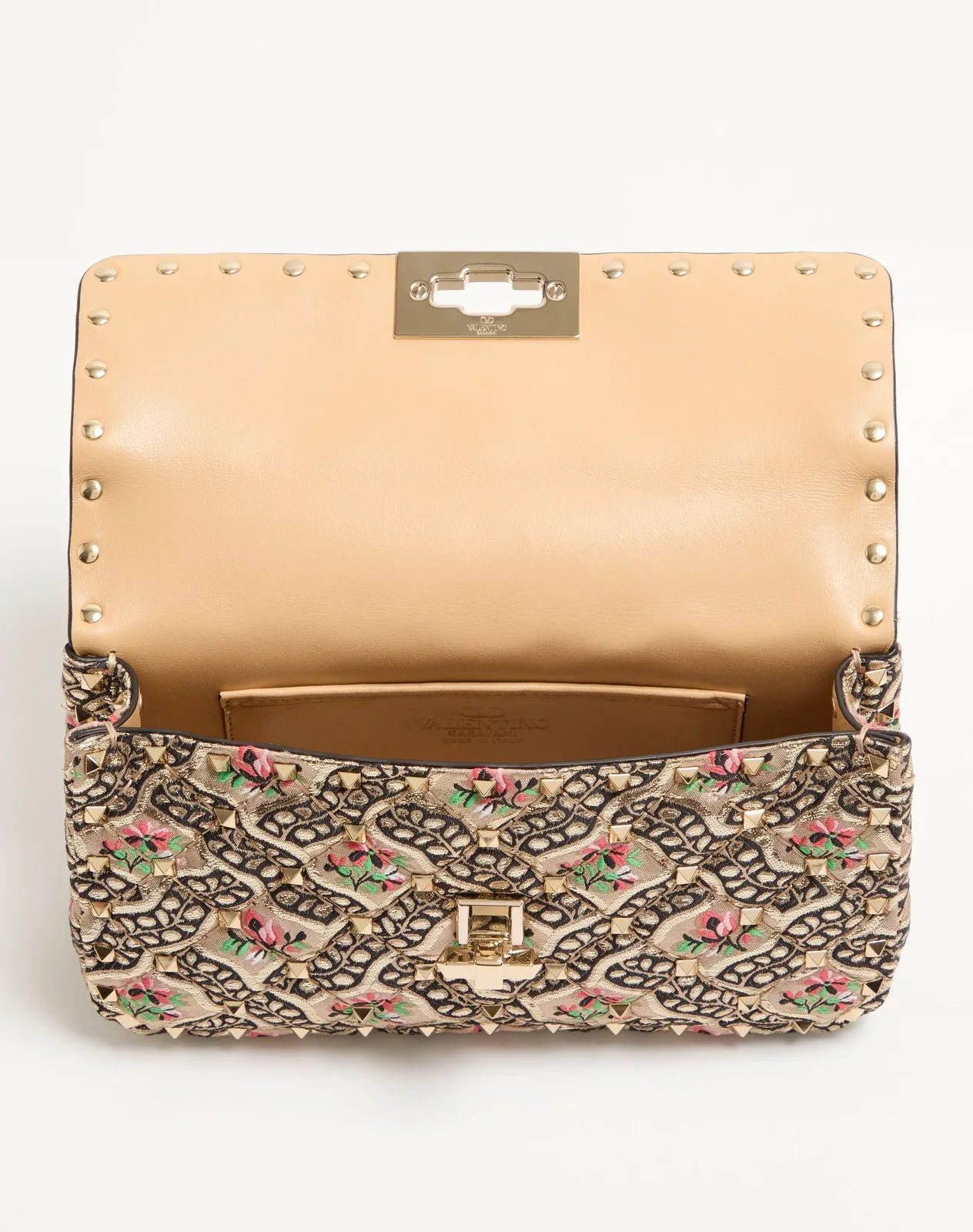 Маленькая сумка Valentino Garavani Rockstud Spike из жаккарда Papier Floral — фото 6