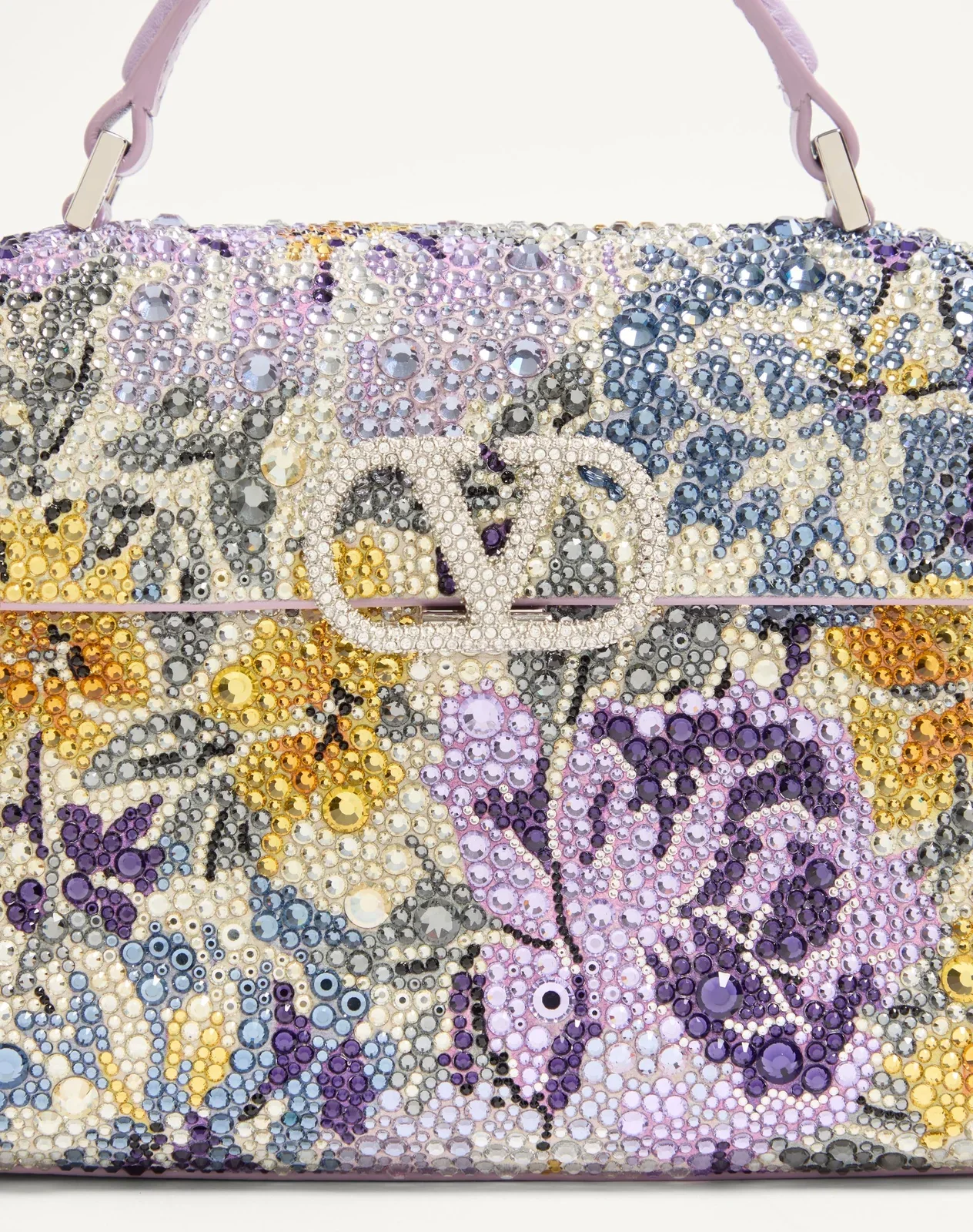 Мини-сумка с ручкой Valentino Garavani VSLING со стразами Flowerism и ювелирным логотипом — фото 8
