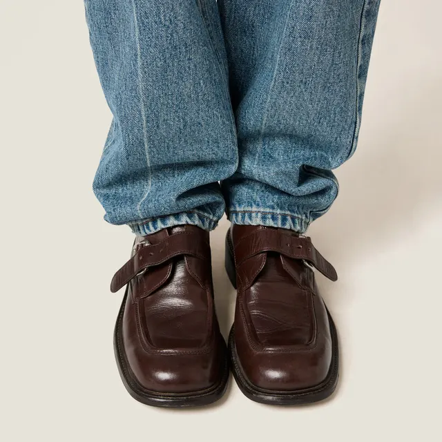 Джинсы с пятью карманами из денима и поплина