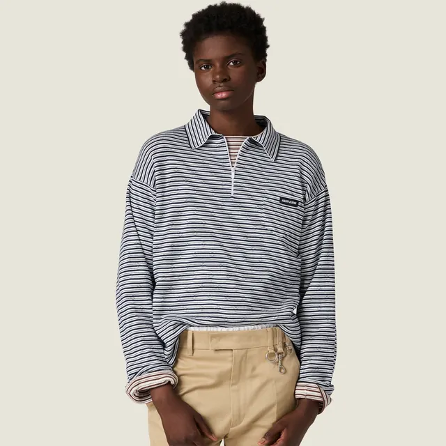 Рубашка-поло из хлопка, кашемира и шелка