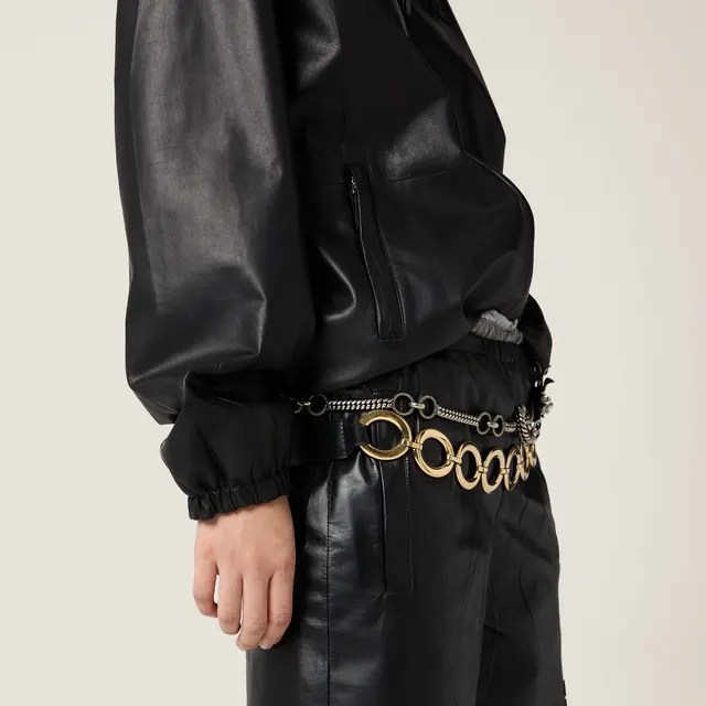 Куртка с капюшоном из кожи наппа