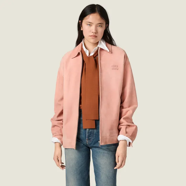 Куртка-бомбер из вощеной замши