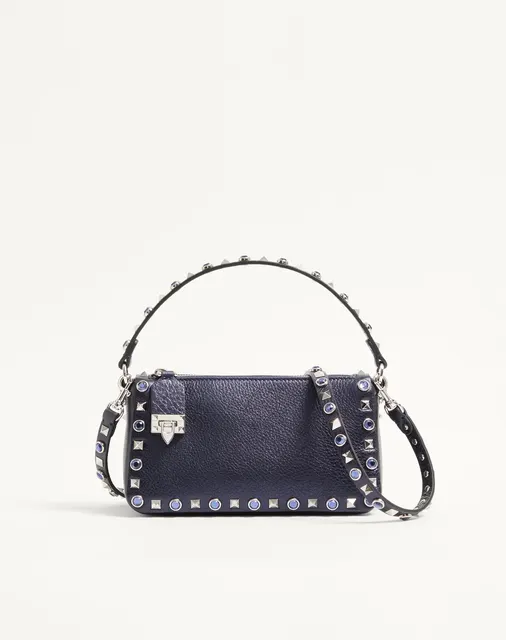 Маленькая сумка через плечо Valentino Garavani Rockstud из ламинированной телячьей кожи с кабошонами