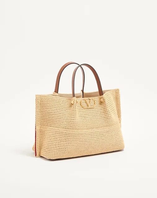 Сумка-тоут среднего размера Valentino Garavani VLogo Signature Summer из рафии