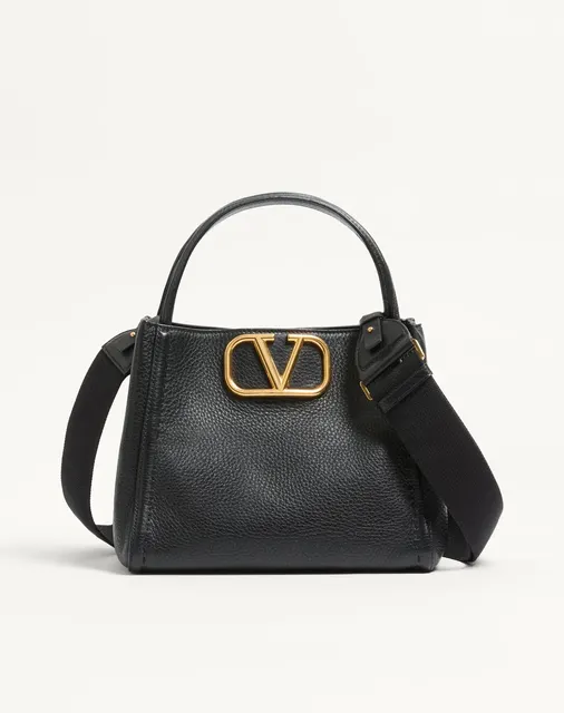 Сумка с ручками среднего размера Valentino Garavani Alltime из зернистой телячьей кожи