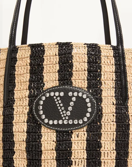 Сумка-тоут Valentino Garavani из рафии в полоску