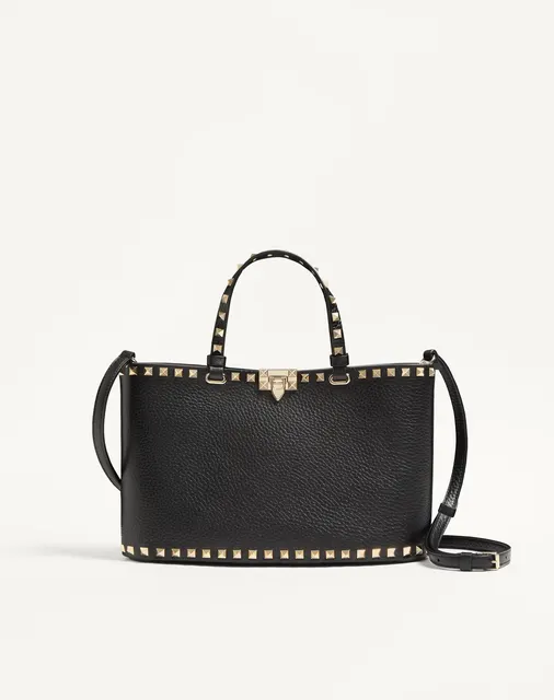 Маленькая сумка-тоут Valentino Garavani Rockstud из зернистой телячьей кожи