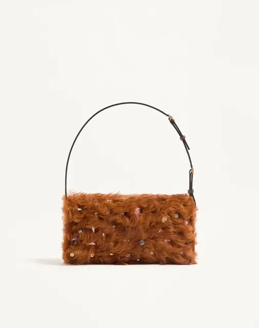 Маленькая сумка через плечо Valentino Garavani DeVain из овчины со стразами