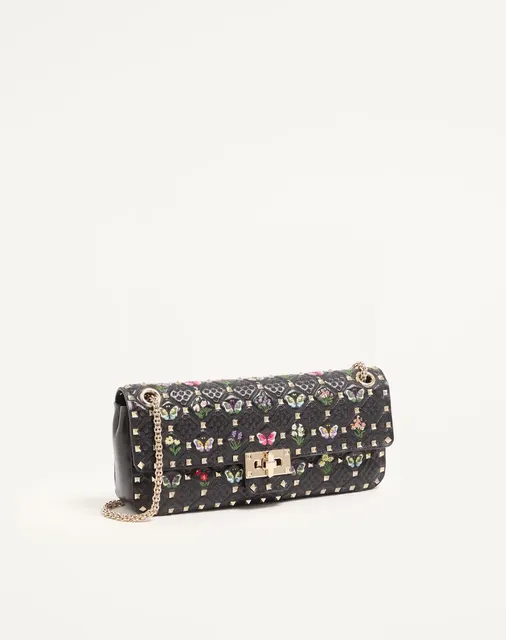 Сумка через плечо среднего размера Valentino Garavani Rockstud Spike из кожи наппа с вышивкой