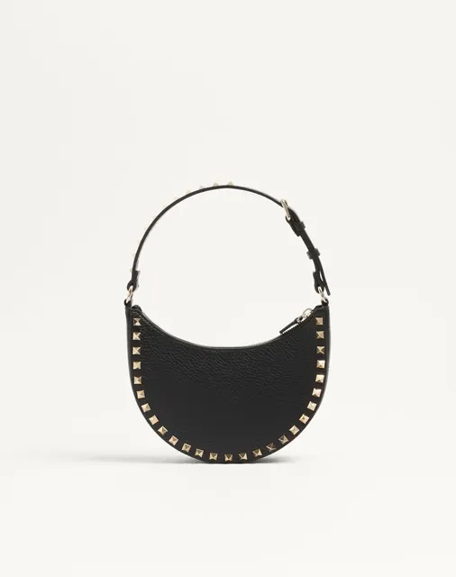 Мини-сумка-хобо Rockstud из зернистой телячьей кожи