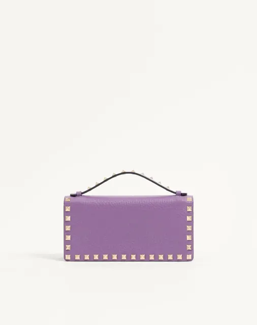 Кошелёк на цепочке Rockstud из зернистой телячьей кожи