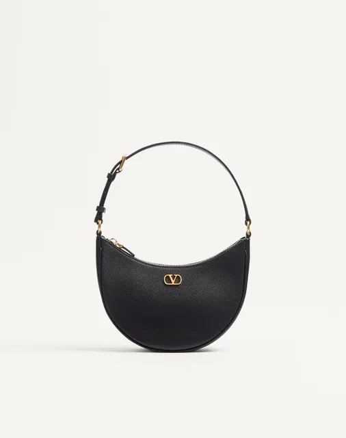 Мини-сумка-хобо VLogo Signature из зернистой телячьей кожи