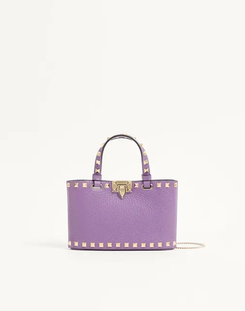 Мини-сумка-тоут Rockstud из зернистой телячьей кожи